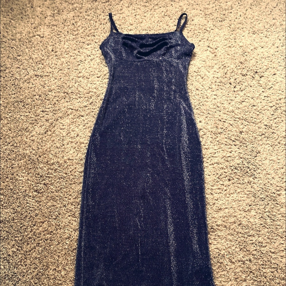 Sexy 90's Purple Lurex Formal Cocktail Maxi Dress